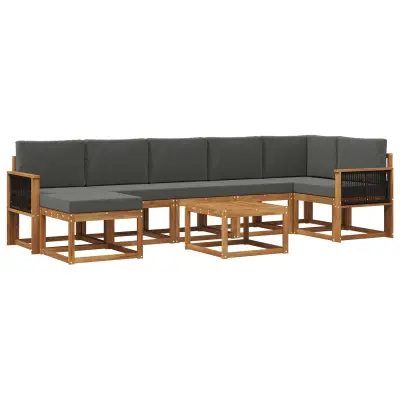 vidaXL Zunanja garnitura za sedenje 8 pcs Naravna in antracitna