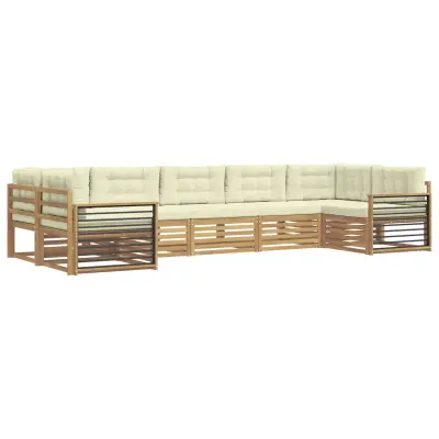 vidaXL Zunanja garnitura za sedenje z blazino 7 pcs Bela in krem