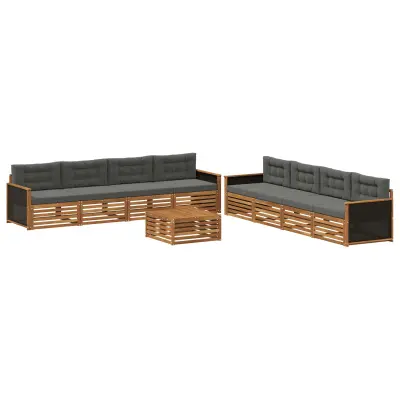 vidaXL Zunanja garnitura za sedenje 9 pcs Naravna in antracitna