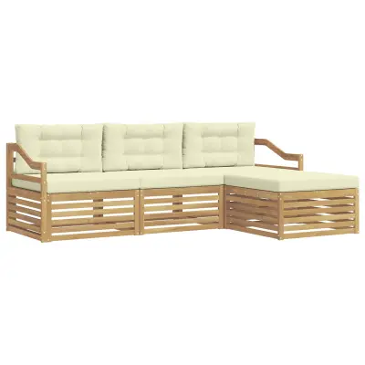 vidaXL Zunanja garnitura za sedenje 4 pcs Bela in krem Poliester