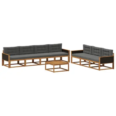 vidaXL Zunanja garnitura za sedenje 8 pcs Naravna in antracitna