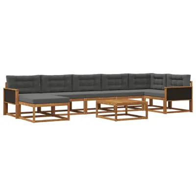 vidaXL Zunanja garnitura za sedenje 8 pcs Naravna in antracitna
