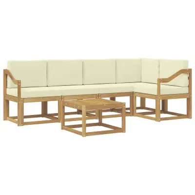 vidaXL Zunanja garnitura za sedenje z blazino 6 pcs Bela in krem