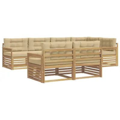 vidaXL Zunanja garnitura za sedenje 7 pcs Bela in bež Poliester