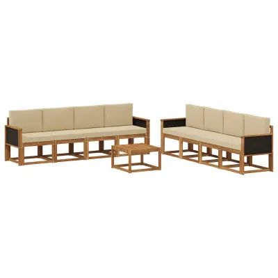 vidaXL Zunanja garnitura za sedenje z blazino 7 pcs Naravna