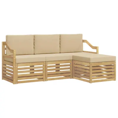 vidaXL Zunanja garnitura za sedenje 4 pcs Bela in bež Poliester