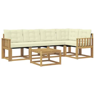 vidaXL Zunanja garnitura za sedenje z blazino 6 pcs Bela in krem