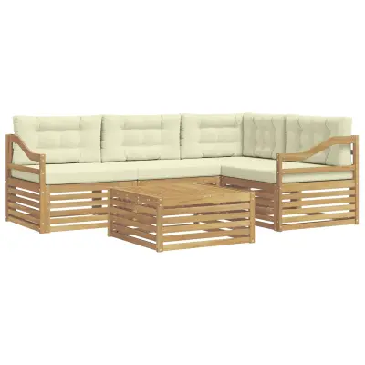 vidaXL Zunanja garnitura za sedenje 5 pcs Bela in krem Poliester