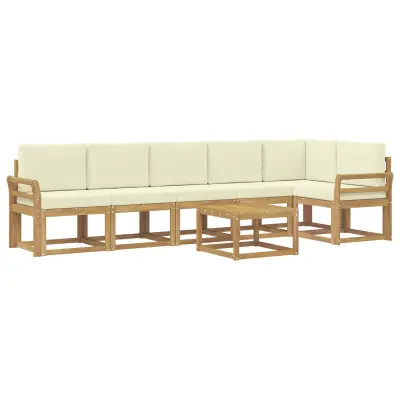 vidaXL Zunanja garnitura za sedenje 7 pcs Bela in krem Poliester