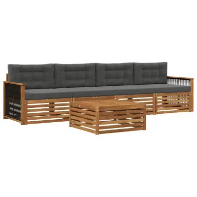 vidaXL Zunanja garnitura za sedenje 5 pcs Naravna in antracitna