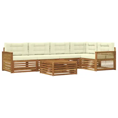 vidaXL Zunanja garnitura za sedenje z blazino 6 pcs Naravna in smetana