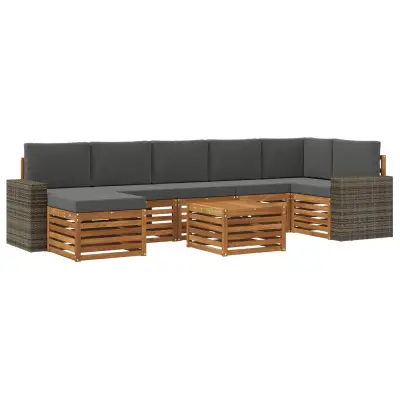 vidaXL Zunanja garnitura za sedenje 8 pcs Naravna in antracitna