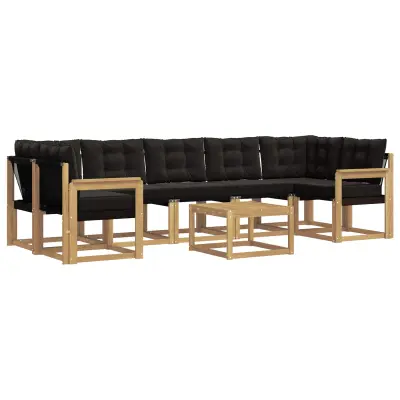 vidaXL Zunanja garnitura za sedenje z blazino 8 pcs Bela in črna