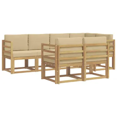 vidaXL Zunanja garnitura za sedenje 7 pcs Bela in bež Poliester
