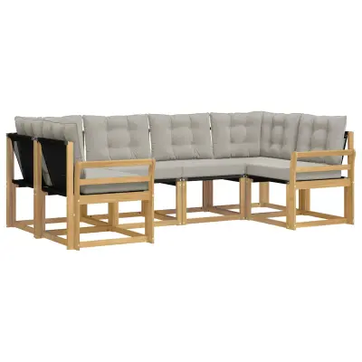vidaXL Zunanja garnitura za sedenje 6 pcs Bela in svetlo siva