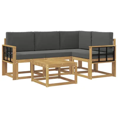 vidaXL Zunanja garnitura za sedenje z blazino 5 pcs Bela in antracit