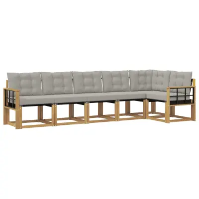 vidaXL Zunanja garnitura za sedenje 6 pcs Bela in svetlo siva