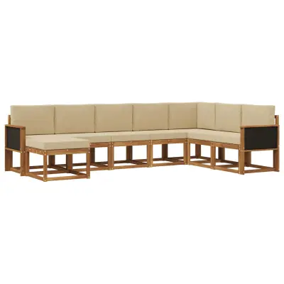 vidaXL Zunanja garnitura za sedenje z blazino 8 pcs Naravna in bež