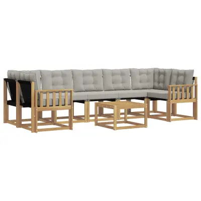 vidaXL Zunanja garnitura za sedenje 8 pcs Bela in svetlo siva