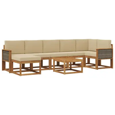 vidaXL Zunanja garnitura za sedenje 8 pcs Naravna in bež Poliester