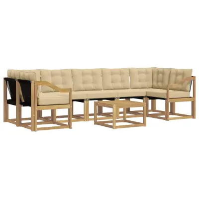 vidaXL Zunanja garnitura za sedenje z blazino 8 pcs Bela in bež