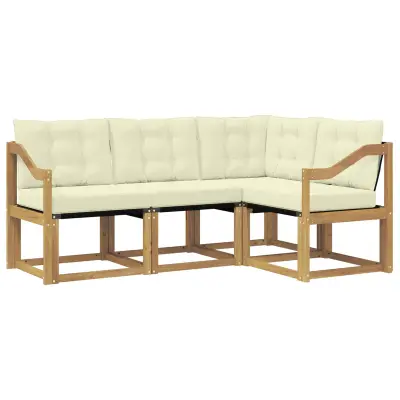 vidaXL Zunanja garnitura za sedenje z blazino 4 pcs Bela in krem