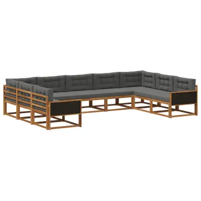 vidaXL Zunanja garnitura za sedenje 9 pcs Naravna in antracitna