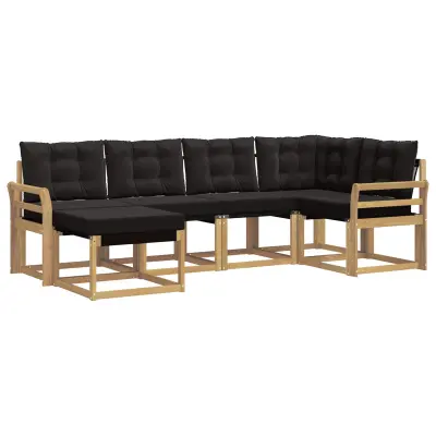 vidaXL Zunanja garnitura za sedenje z blazino 6 pcs Bela in črna