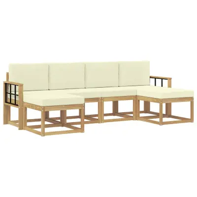 vidaXL Zunanja garnitura za sedenje 6 pcs Bela in krem Poliester