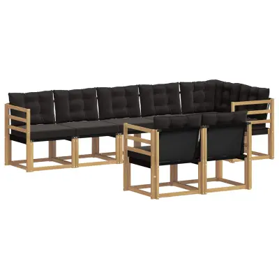 vidaXL Zunanja garnitura za sedenje z blazino 8 pcs Bela in črna