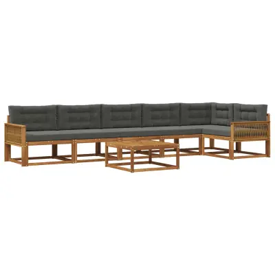vidaXL Zunanja garnitura za sedenje 7 pcs Naravna in antracitna