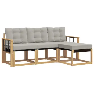 vidaXL Zunanja garnitura za sedenje 4 pcs Bela in svetlo siva