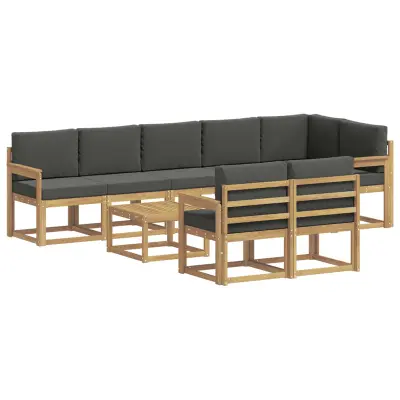 vidaXL Zunanja garnitura za sedenje 9 pcs Bela in antracit Poliester