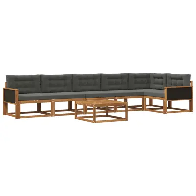 vidaXL Zunanja garnitura za sedenje 7 pcs Naravna in antracitna