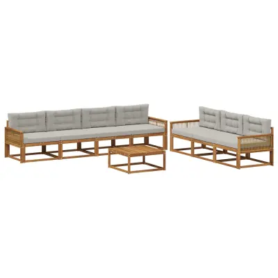 vidaXL Zunanja garnitura za sedenje 8 pcs Naravna in svetlo siva