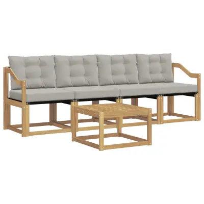 vidaXL Zunanja garnitura za sedenje 5 pcs Bela in svetlo siva