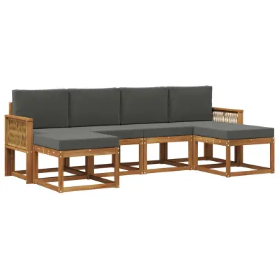 vidaXL Zunanja garnitura za sedenje 6 pcs Naravna in antracitna