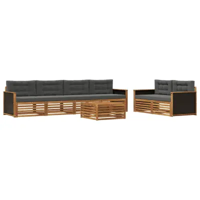 vidaXL Zunanja garnitura za sedenje 7 pcs Naravna in antracitna