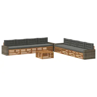 vidaXL Zunanja garnitura za sedenje 9 pcs Naravna in antracitna