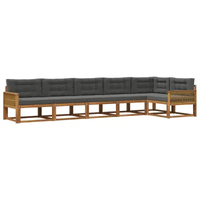vidaXL Zunanja garnitura za sedenje 6 pcs Naravna in antracitna