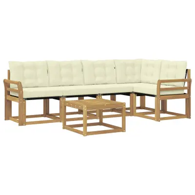 vidaXL Zunanja garnitura za sedenje z blazino 6 pcs Bela in krem