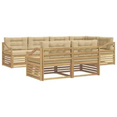 vidaXL Zunanja garnitura za sedenje 7 pcs Bela in bež Poliester