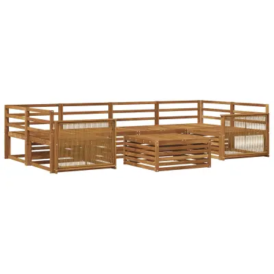 vidaXL Zunanja garnitura za sedenje 7 pcs Naravna Masiven les akacije