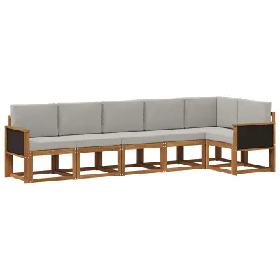 vidaXL Zunanja garnitura za sedenje 6 pcs Naravna in svetlo siva