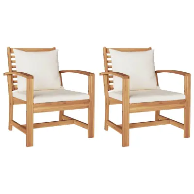 vidaXL Stol 2 Kos Rjava in krem 65 x 60 x 76,5 cm Trden tikov les