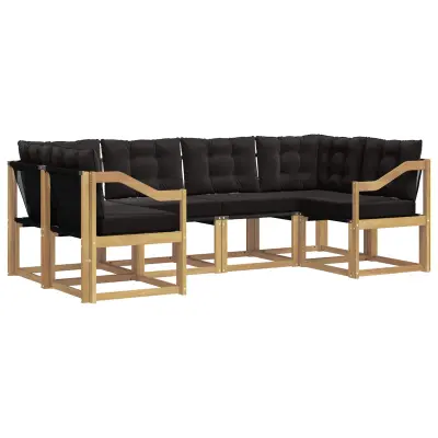 vidaXL Zunanja garnitura za sedenje z blazino 6 pcs Bela in črna