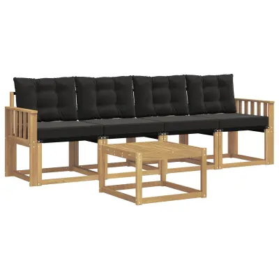 vidaXL Zunanja garnitura za sedenje z blazino 5 pcs Bela in črna