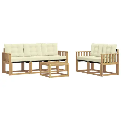 vidaXL Zunanja garnitura za sedenje z blazino 6 pcs Bela in krem