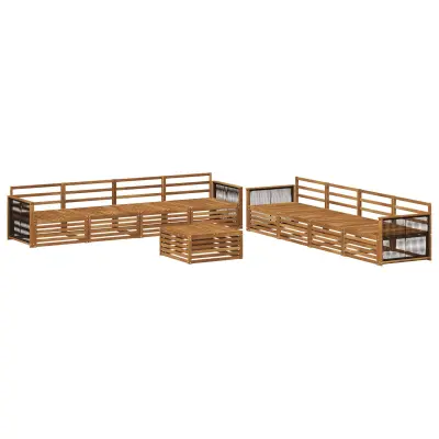 vidaXL Zunanja garnitura za sedenje 9 pcs Naravna Masiven les akacije