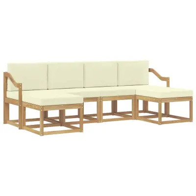 vidaXL Zunanja garnitura za sedenje 6 pcs Bela in krem Poliester